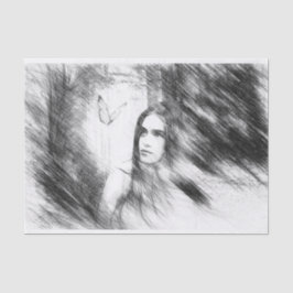 Botervliegdromen in houtskool tissuepapier