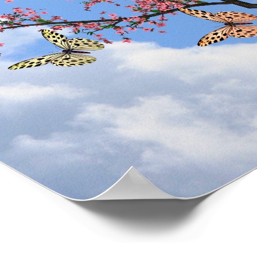 Botervliegen en bloeiende bomen poster (Hoek)