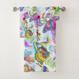 Botervliegen en bloemen bad handdoek