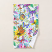 Botervliegen en bloemen bad handdoek (Handdoek)