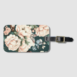 Botervliegen en bloemen bagagelabel