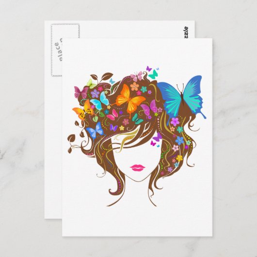 Botervliegen en bloemen briefkaart (Voorkant / Achterkant)