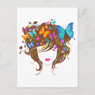 Botervliegen en bloemen briefkaart