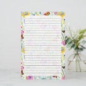 Botervliegen en bloemen briefpapier (Staand voorkant)
