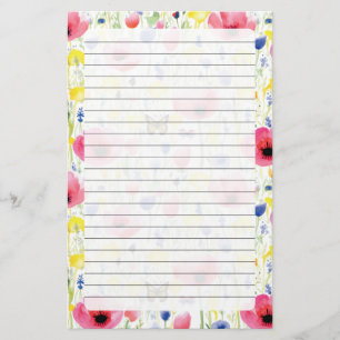 Botervliegen en bloemen briefpapier