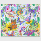 Botervliegen en bloemen cadeaupapier (Vlak)