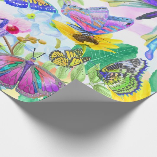 Botervliegen en bloemen cadeaupapier (Hoek)