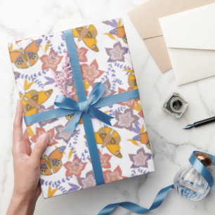 Botervliegen en bloemen cadeaupapier