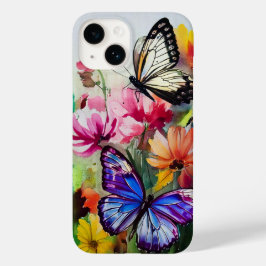 Botervliegen en bloemen Case-Mate iPhone 14 hoesje
