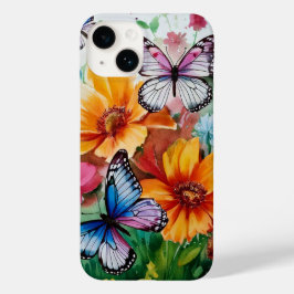 Botervliegen en bloemen Case-Mate iPhone 14 hoesje