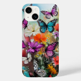 Botervliegen en bloemen Case-Mate iPhone 14 hoesje