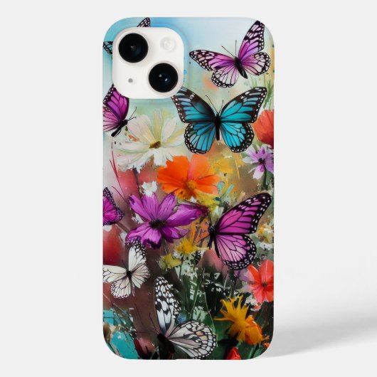 Botervliegen en bloemen Case-Mate iPhone case (Achterkant)