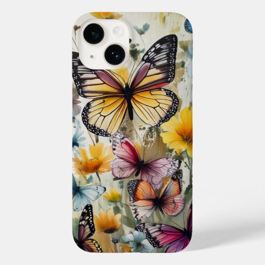 Botervliegen en bloemen Case-Mate iPhone case (Achterkant)
