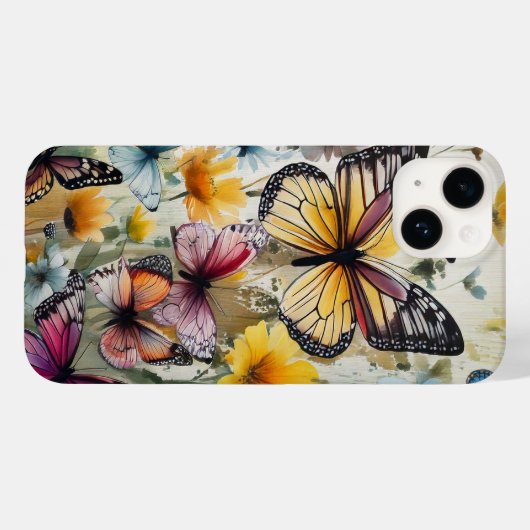 Botervliegen en bloemen Case-Mate iPhone case (Achterkant (horizontaal))