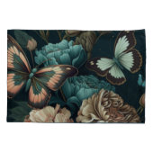 Botervliegen en bloemen, donkerklassiek ontwerp kussensloop (Achterkant)