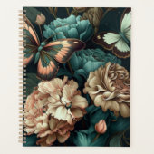 Botervliegen en bloemen, donkerklassiek ontwerp planner (Voorkant)