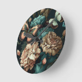 Botervliegen en bloemen, donkerklassiek ontwerp ronde klok (Hoek)