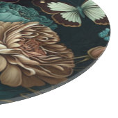 Botervliegen en bloemen, donkerklassiek ontwerp snijplank (Hoek)