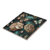 Botervliegen en bloemen, donkerklassiek ontwerp tegeltje (Zijkant)