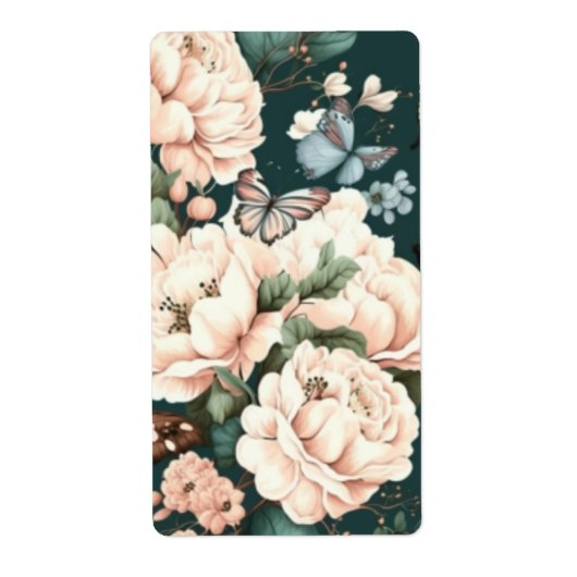 Botervliegen en bloemen etiket (Voorkant)