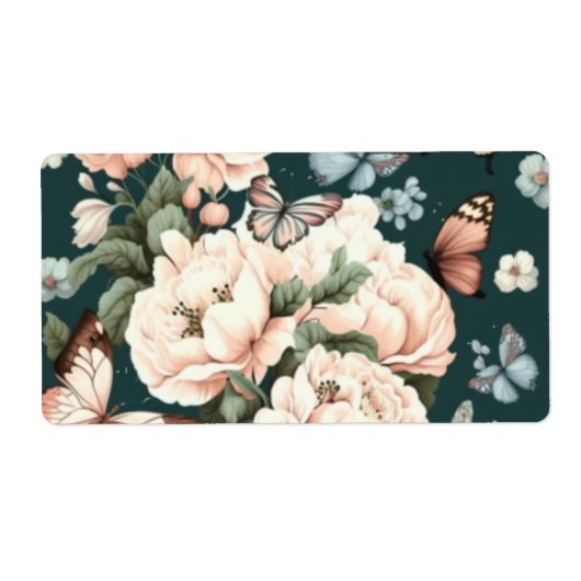 Botervliegen en bloemen etiket (Voorkant)