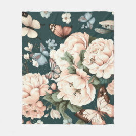 Botervliegen en bloemen fleece deken