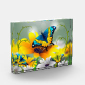 Botervliegen en bloemen fotoblokken (Links)