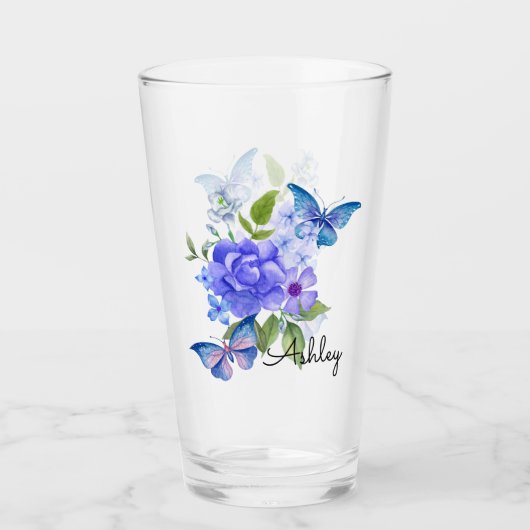 Botervliegen en bloemen glas (Voorkant)