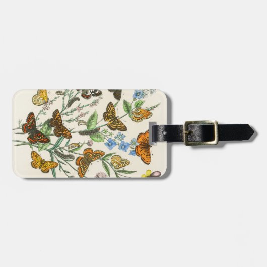 Botervliegen en bloemen  Illustratie 1 Bagagelabel (Voorkant horizontaal)