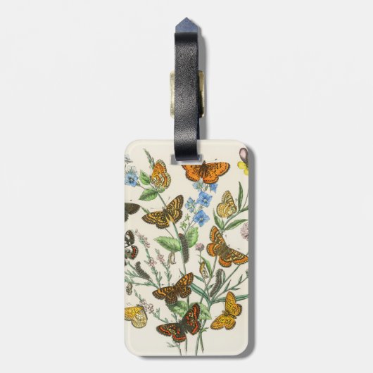 Botervliegen en bloemen  Illustratie 1 Bagagelabel (Achterkant verticaal)