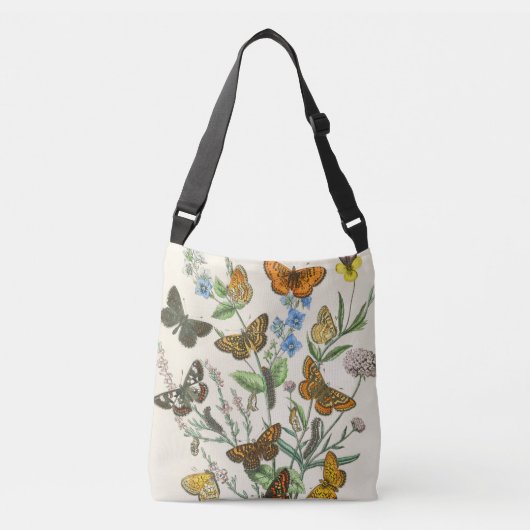 Botervliegen en bloemen  Illustratie 1 Crossbody Tas (Voorkant)
