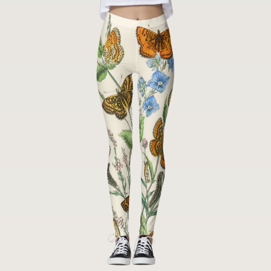 Botervliegen en bloemen  Illustratie 1 Leggings (Voorkant)