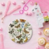 Botervliegen en bloemen Illustratie 1 Papieren Bordje (Feest)