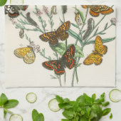 Botervliegen en bloemen  Illustratie 1 Theedoek (Gevouwen)