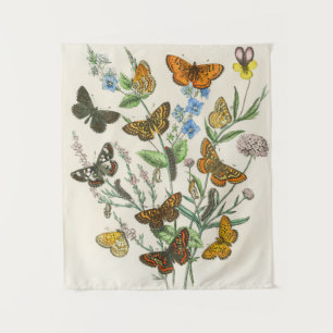 Botervliegen en bloemen  Illustratie 1 Wandkleed
