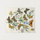 Botervliegen en bloemen Illustratie 1 Wandkleed (Voorkant (horizontaal))