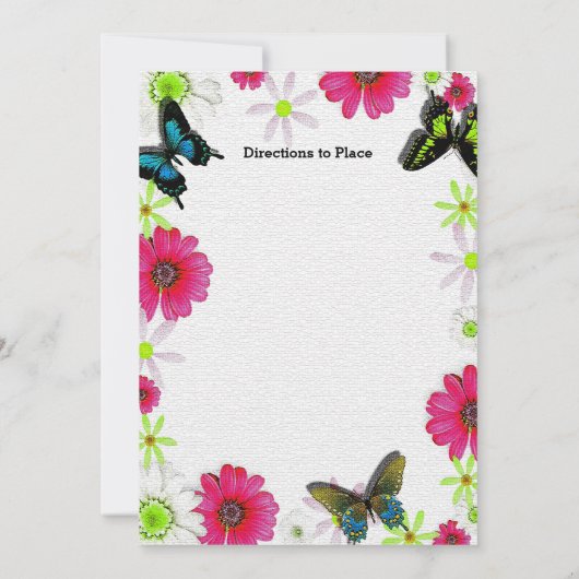 Botervliegen en bloemen in mozaïekVrijgezellenfees Kaart (Achterkant)