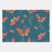 Botervliegen en bloemen inpakpapier vel (Voorkant 2)