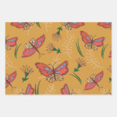 Botervliegen en bloemen inpakpapier vel (Voorkant)