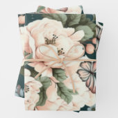 Botervliegen en bloemen inpakpapier vel (In situ)