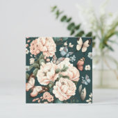 Botervliegen en bloemen kaart (Staand voorkant)