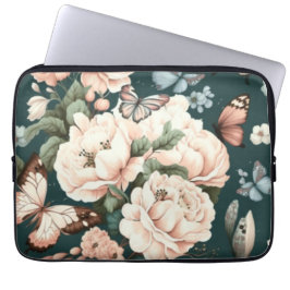 Botervliegen en bloemen laptop sleeve