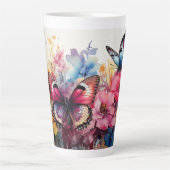 Botervliegen en bloemen latte mok (Voorkant)