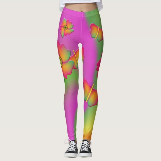 Botervliegen en bloemen leggings (Voorkant)
