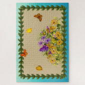 Botervliegen en bloemen legpuzzel (Verticaal)