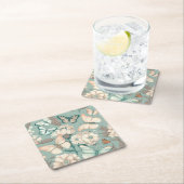 Botervliegen en bloemen lichtgroen decor kartonnen onderzetters (Insitu)