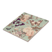 Botervliegen en bloemen pastelgroen tegeltje (Zijkant)