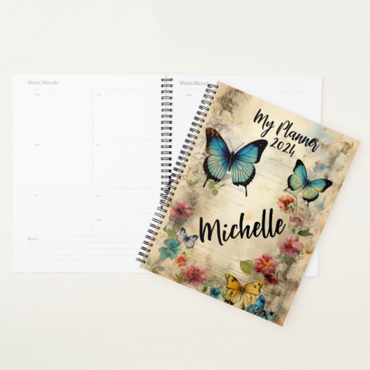 Botervliegen en bloemen planner (Display)