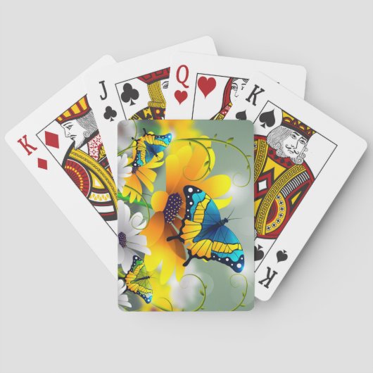 Botervliegen en bloemen pokerkaarten (Achterkant)