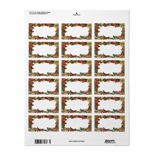 Botervliegen en bloemen  rand etiket (Full Sheet)